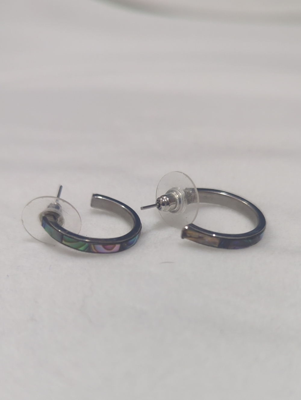 Iridescent Inlay Hoop Earrings - Women's Jewelry